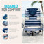 Chaise de plage portative avec sac isotherme Ostrich The Deluxe Backpacker, bande bleue