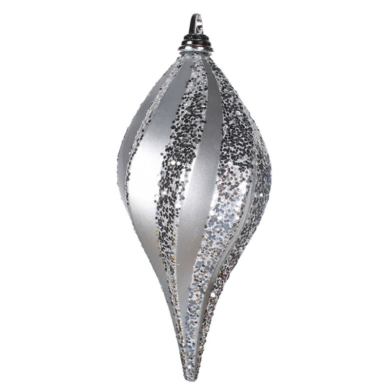 Ornement en forme de bonbon scintillant, H 12 po x l 6 po x P 6 po, Argent