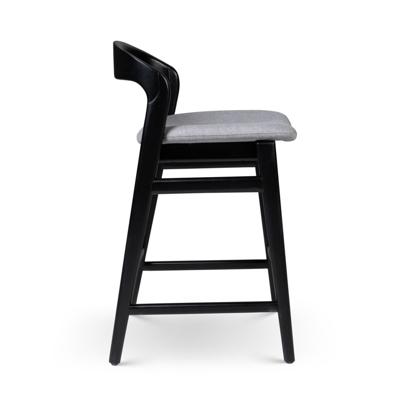 Modern Brazilian Velma Counter Stool, Essence Gray/Ebano Frame, Counter Stool (25.25" Seat Height)