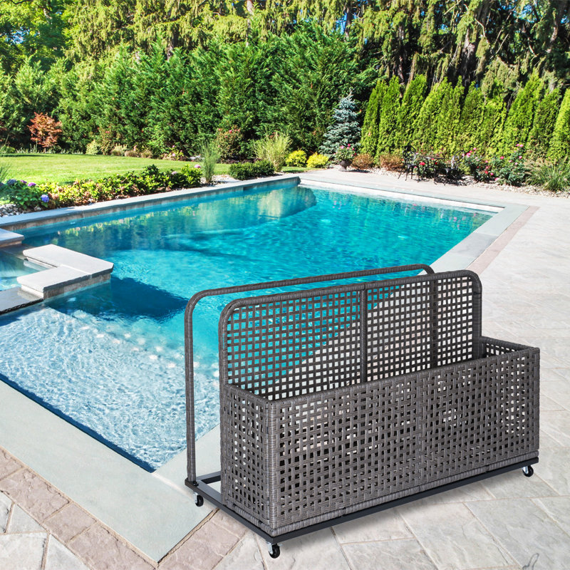 Poolside Float Storage, Outdoor Storage, Patio Poolside Float Storage Basket, Storage Box, Outdoor Pool Caddy, Gray