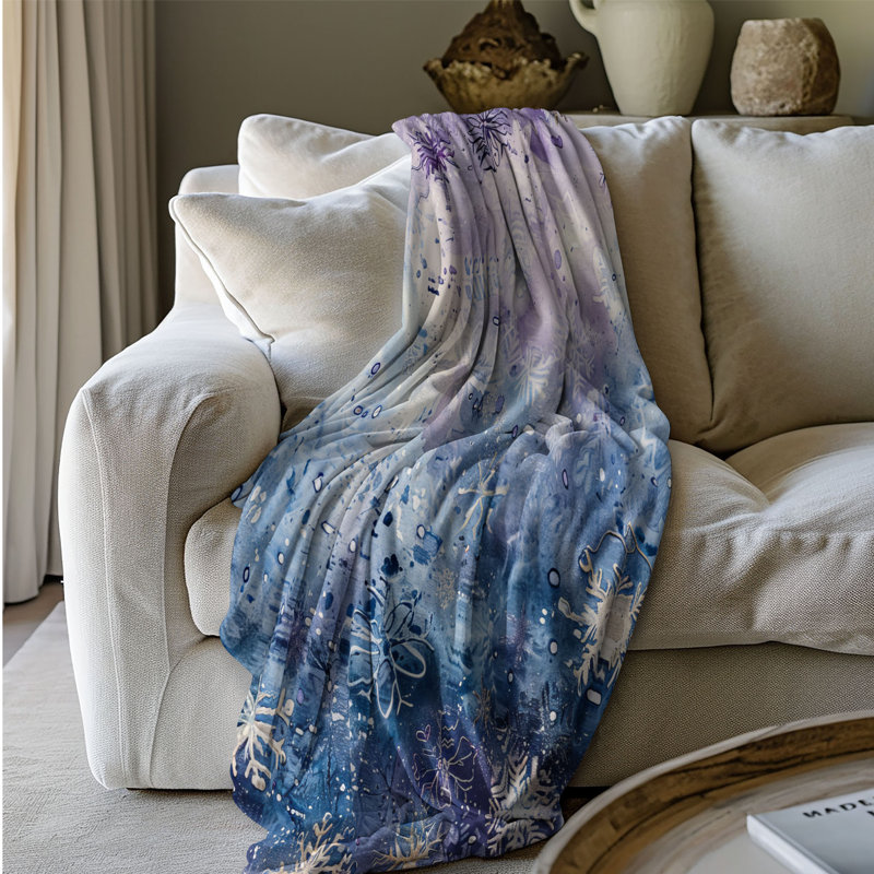 Motif de neige - 1 pièce Sherpa Premium, Grand lit