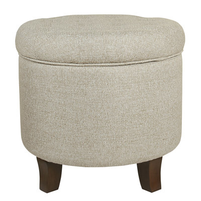Round Button-Tufted Storage Ottoman