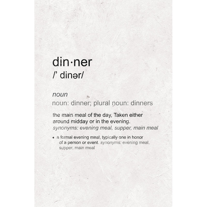 Dinner Dictionary - Wrapped Canvas Print, 30cm H x 46cm W