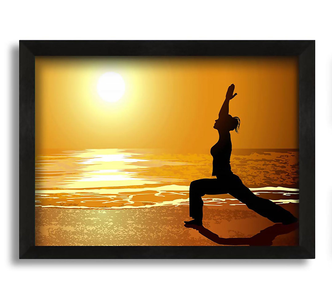 Gerahmtes Leinwandbild Yoga Sunset