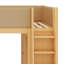 Un lit mezzanine avec armoire intégrée, tiroirs, étagères et éclairage d'ambiance structure une chambre moderne.-823049214