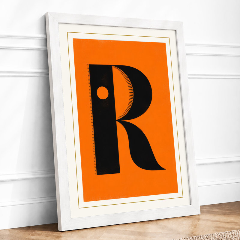 Capital R Typography - Framed Print, A3 - 42.0 x 29.7 cm, White