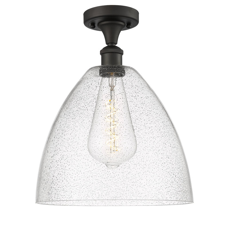 Aloisa Glass Semi Flush Mount, 14.75" H x 12" W x 12" D, Oil Rubbed Bronze