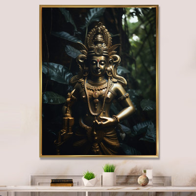 "Statue de dieu doré dans la jungle", reproduction sur toile