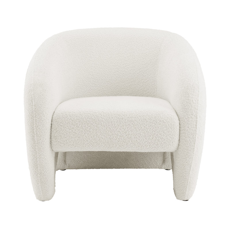 Fauteuil demi-tonneau en chenille de 32,30 po de largeur Whittnie, Polyester blanc