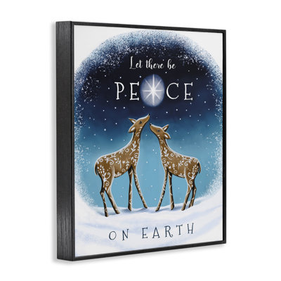 «Peace on Earth Reindeer», art de la giclée encadrée par Elizabeth Tyndall