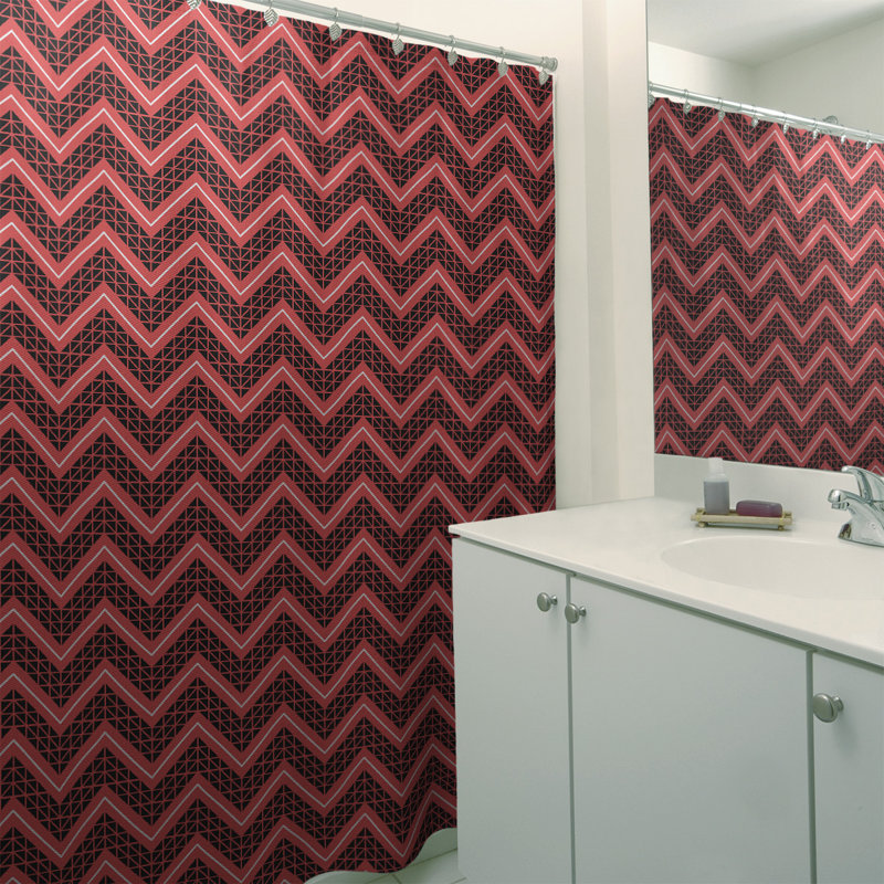 Rideau de douche simple à chevrons à la main classic, Marron / Noir