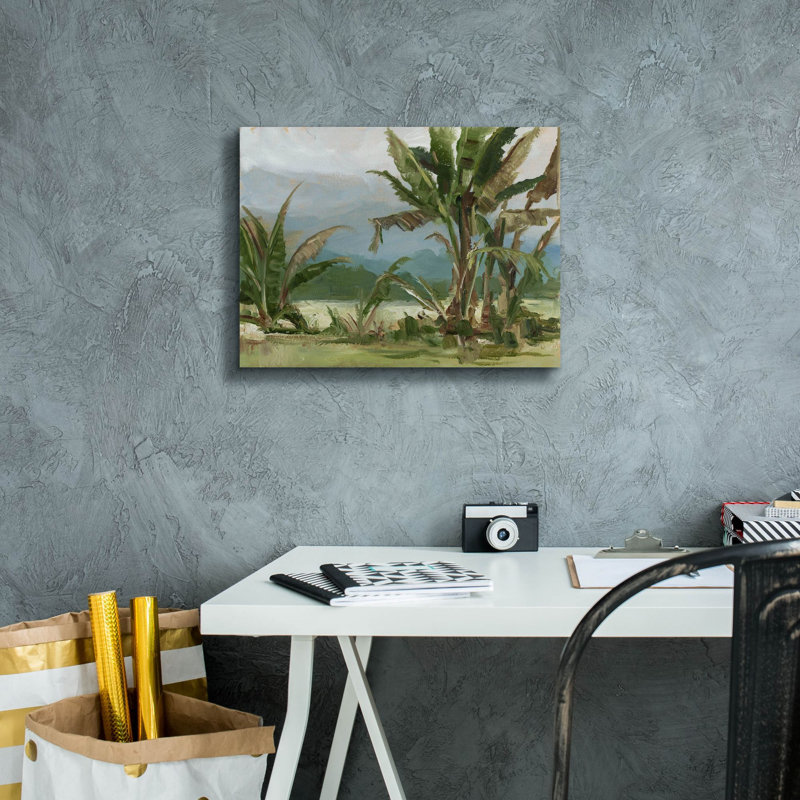 «Southern Palms 2» par Ethan Harper, art mural sur toile, H 12 po x l 16 po