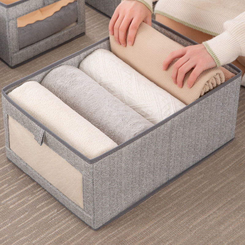 Wardrobe Clothes Organizer, Compartment Clothes Organizer With Support, Foldable Washable Laundry Drawer Organizer With Handle