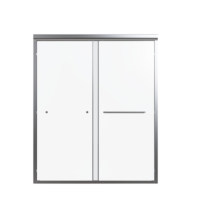Porte de douche double en verre trempé à double dérivation, 6 mm, accessoire de salle de bain léger H 72 po coulissant l 56 à 60 po, verre, aspect attrayant