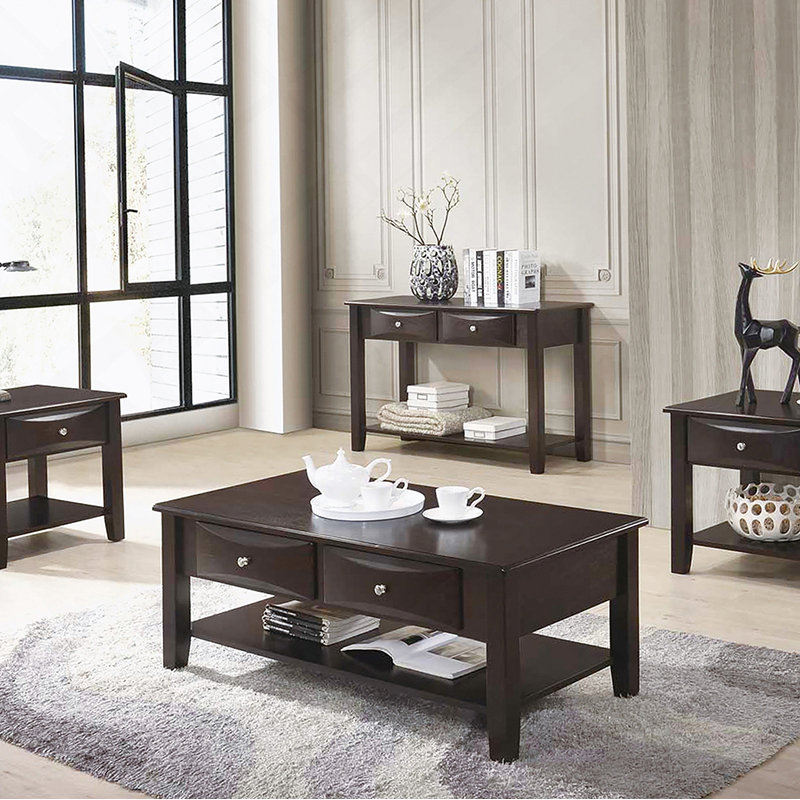 Table basse à deux tiroirs en brun