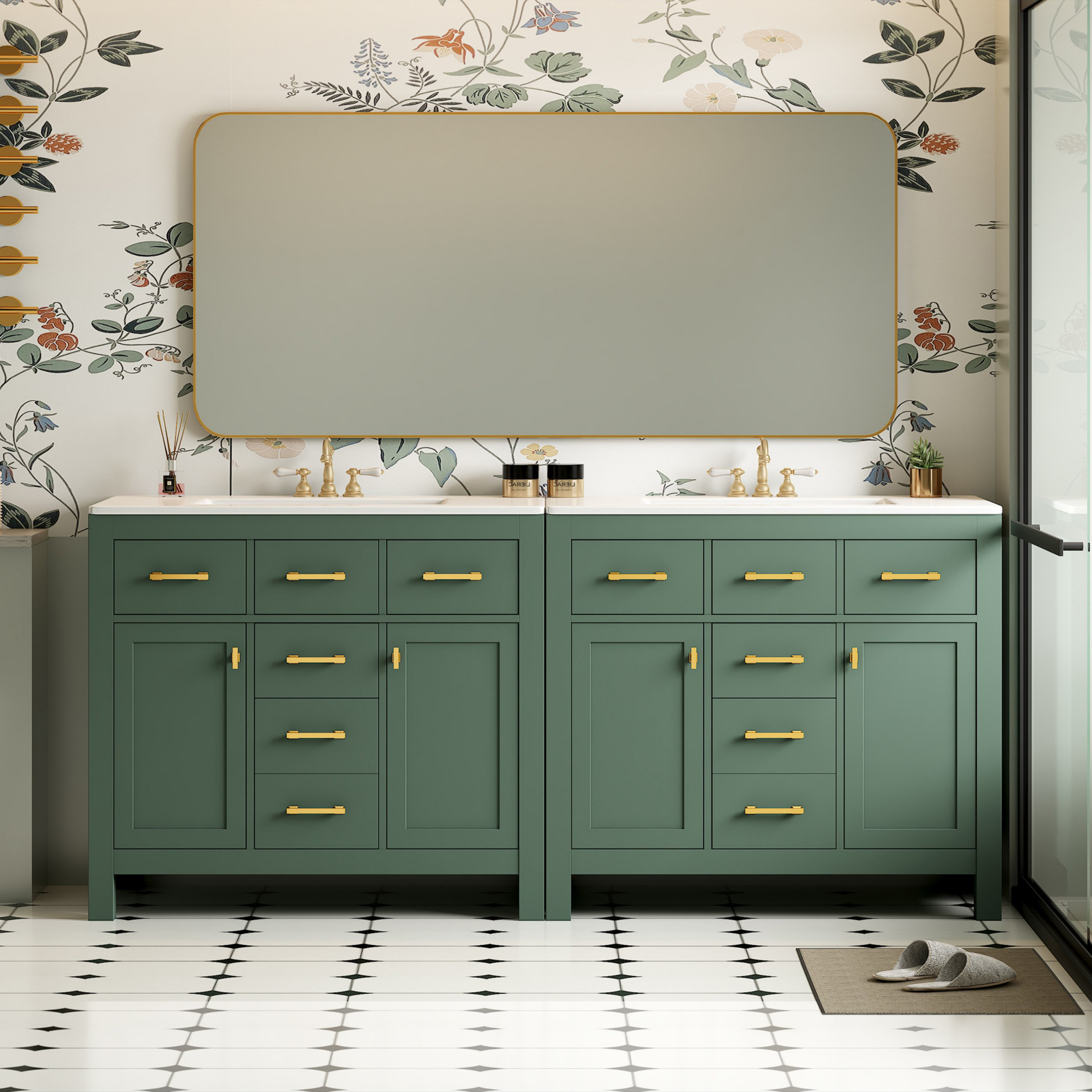 Ebern Designs 72'' Bathroom Vanity With Ceramic Sink Combo Set, Modern ...