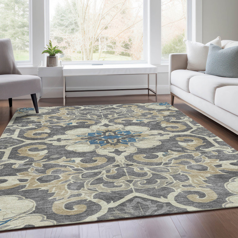 Tapis beige intérieur / extérieur lavable à la machine, Rectangle 10 pi x 14 pi
