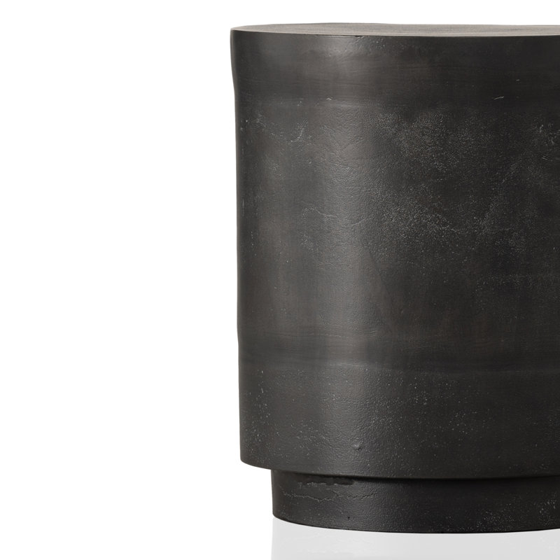 Javi Outdoor Round Side Table, Matte Black, Matte Black
