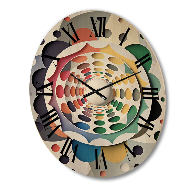 Métamorphose de la géométrie de l'éveil - Horloge murale moderne surdimensionnée en bois, Petit