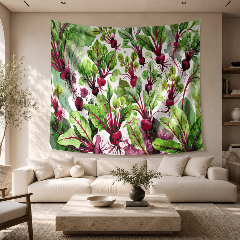 Tapisserie murale légumes et betteraves, 68 po x 80 po