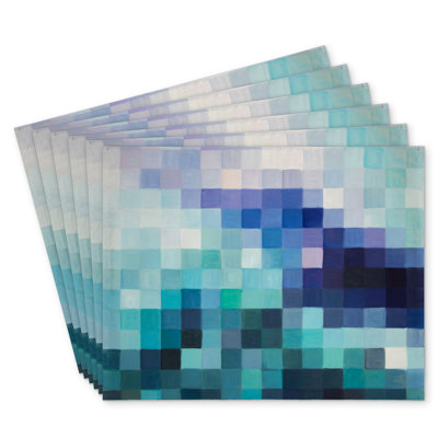 Pixelized Landscape Polyester Eiver Set of 6 - Home Decor