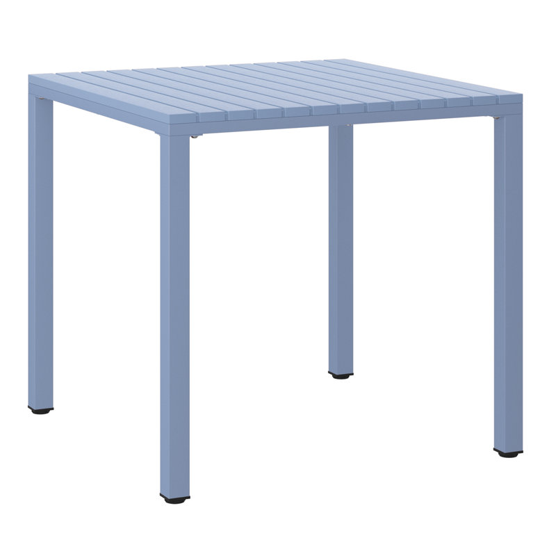 Table de salle à manger d'extérieur carrée 31,5 "avec structure en métal Jackqueline, Bleu français