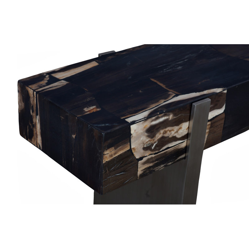 Petramosaic Console Table, Brushed Stainless Steel Legs