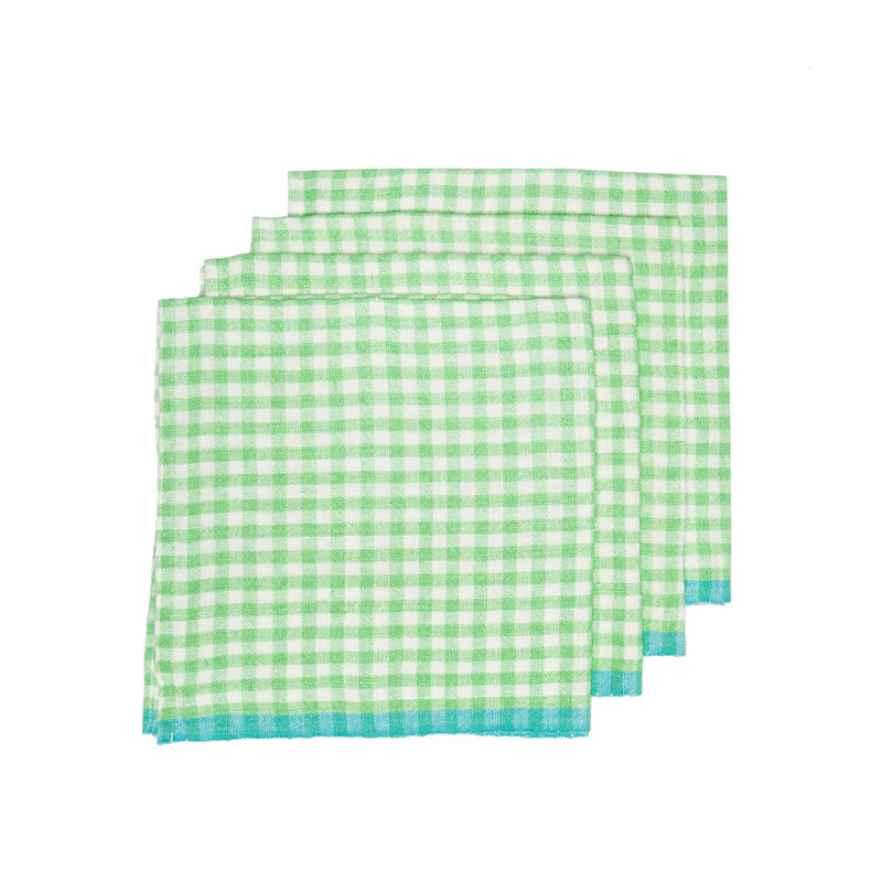 Serviette de table Blockton, Lime / turquoise