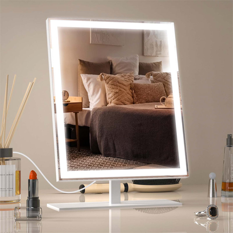 Demetrias Metal Rectangle Floor Mirror, White