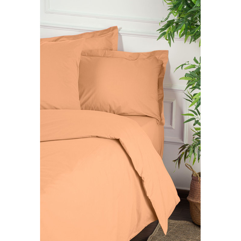 Premium Ranforce Quilt Cover Set, Pale Orange, 61 x 87 (Quilt) & 31.5 x 31.5 (Pillowcase) | 100% Cotton, 3.4 oz/sq yd | Soft, Breathable Fabric for Ultimate Comfort | Perfect for Cozy Bedrooms & Stylish Decor
