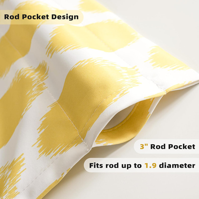 Yellow Geometric Polka Dot Rod Pocket Window Valance