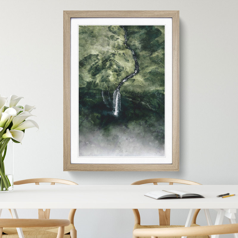 Waterfall View - Picture Frame Graphic Art, 48cm H x 36cm W x 2cm D, Oak