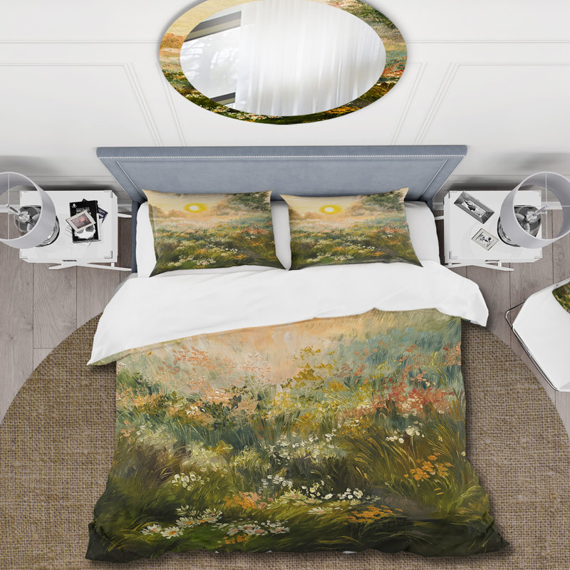 Sunrise In The Blossoming Field - Ensemble de housse de couette Farmhouse - Microfibre de polyester