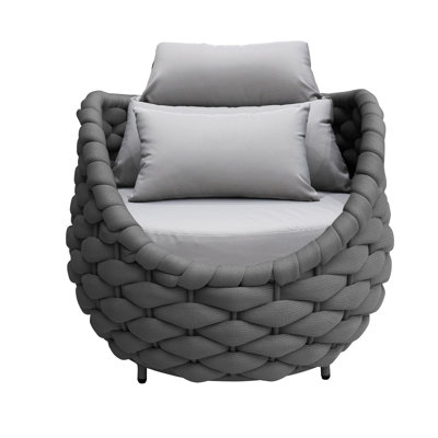 7 Person Outdoor Patio Hand-woven Rope Powder-coated Aluminum Sofa Outdoor Conversation Set For Bistro Garden Balcony Porch Deck Backyard Cafe