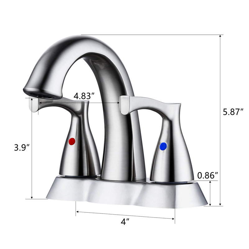 2 Handle 4 Inch Bathroom Faucet In Brushed Nickel - Strong Solid Brass Construction, Pop-Up Drain, Water Aerator, Corrosion Finish, Fits Various Drain Holes, Easy To Install 4" Sink Design, Made Of