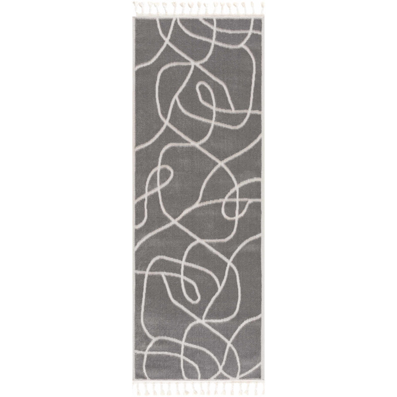 Davyeon Abstract Gray Area Rug, Runner 2'7" x 7'3"