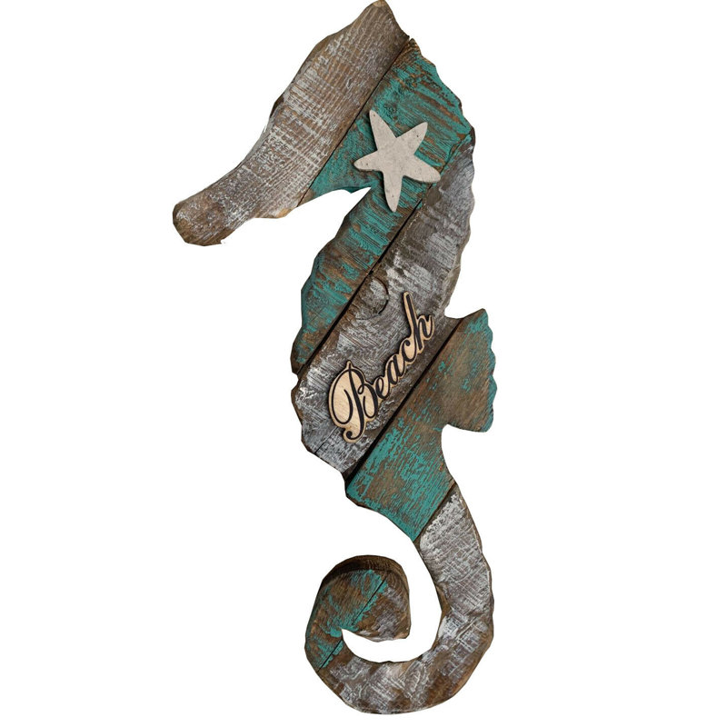 Décoration murale rustique hippocampe