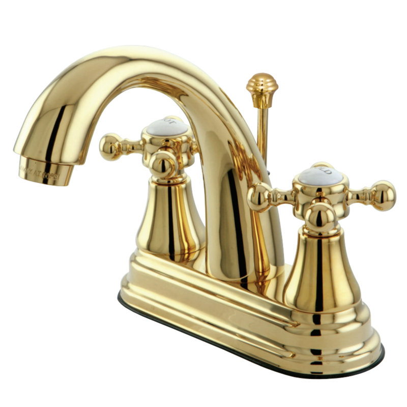 Robinet pour salle de bain avec ensemble de drain central à English Country, Laiton poli