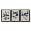 Bleu marine et feuilles de lin II - ensemble de 3 peintures sur toile encadrées-1524676177-1524676207