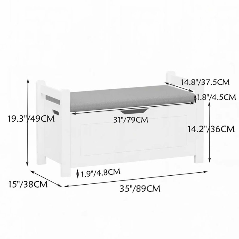 Banc de rangement pour chaussures, banc de hall d'entrée avec boîte de rangement à plateau relevable