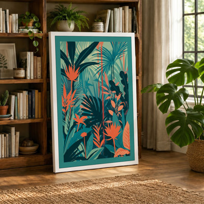 Tropical Garden Pattern Botanical - Wrapped Canvas