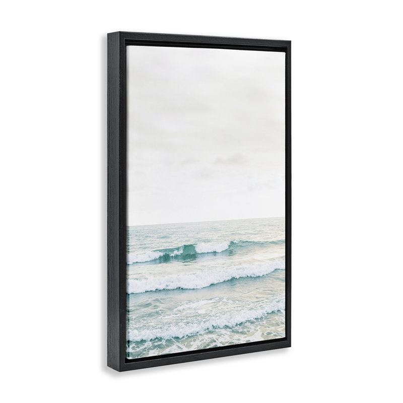 Cadre flottant Rolling Ocean Waves Peace, design par Sissi et Seb, Cadre flottant noir de jais, H 25 po x l 17 po