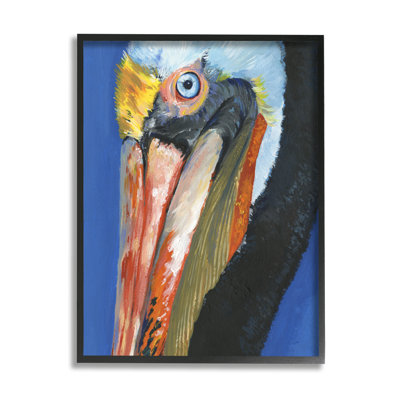 Au-410-Giclee " Bold Blue Pelican Portrait " by Jennifer Paxton Parker