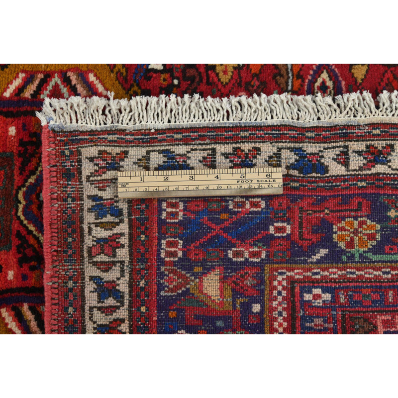 Tapis unique rouge à motif tribal 4 x 12 po One-of-a-Kind