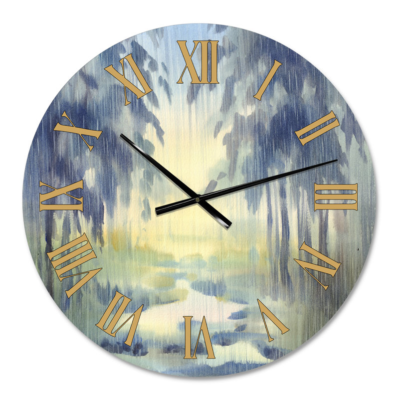 RaIn Falling Down in Green Lit Forest I - Horloge murale, Surdimensionné