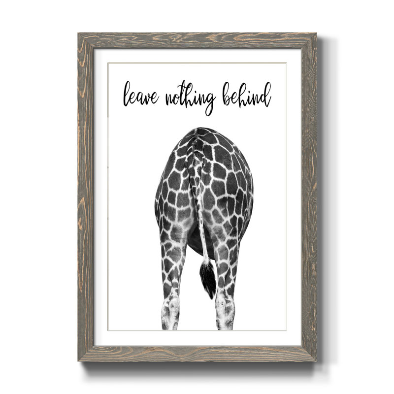 Girafe Bum - cadre photo, impression d'art textuel sur papier, H 31,5 po x l 23,5 po x P 1,5 po, gris
