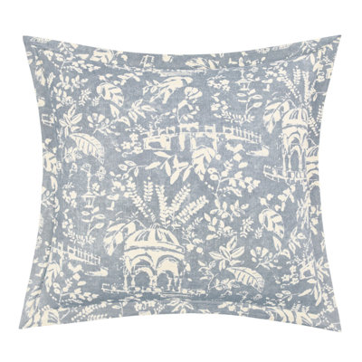 Genoa Washed Linen Blend, Botanical Garden Pavillion Print, Updated Classics Euro Sham, 27x27 inch
