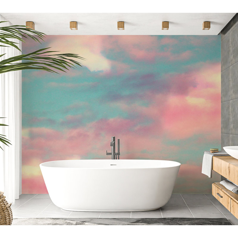 Murale paysage pelez et collez - nuages de feu, L 110 po x l 154 po
