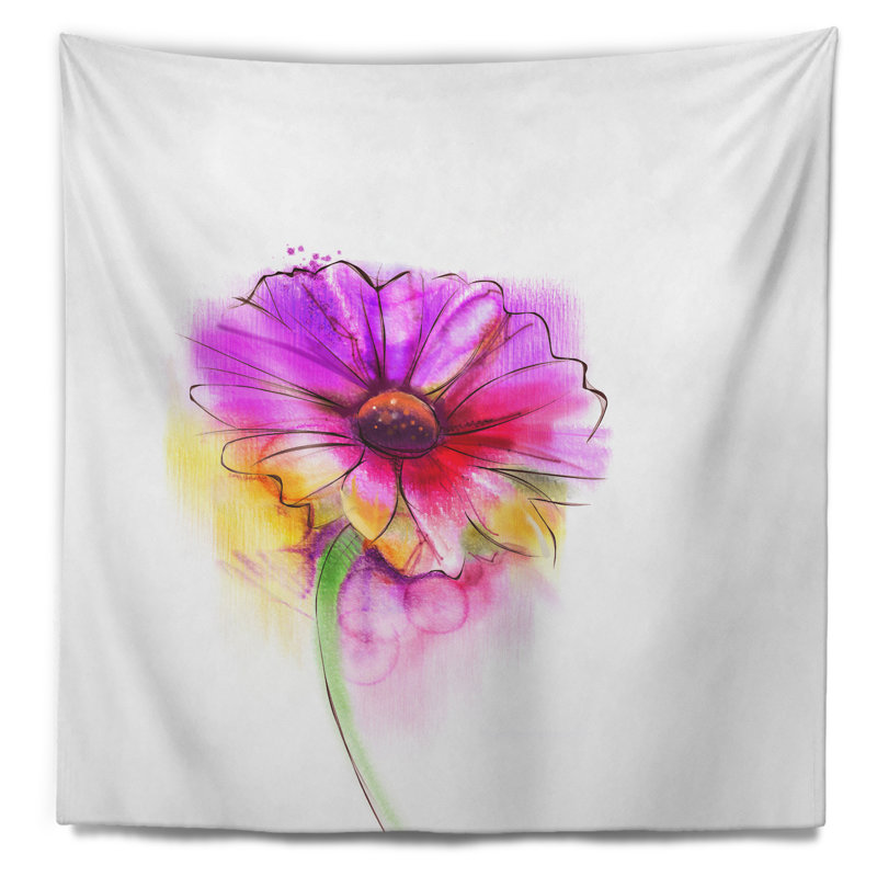 Tapisserie mauve et jaune Gerbera, H 68 po x l 80 po
