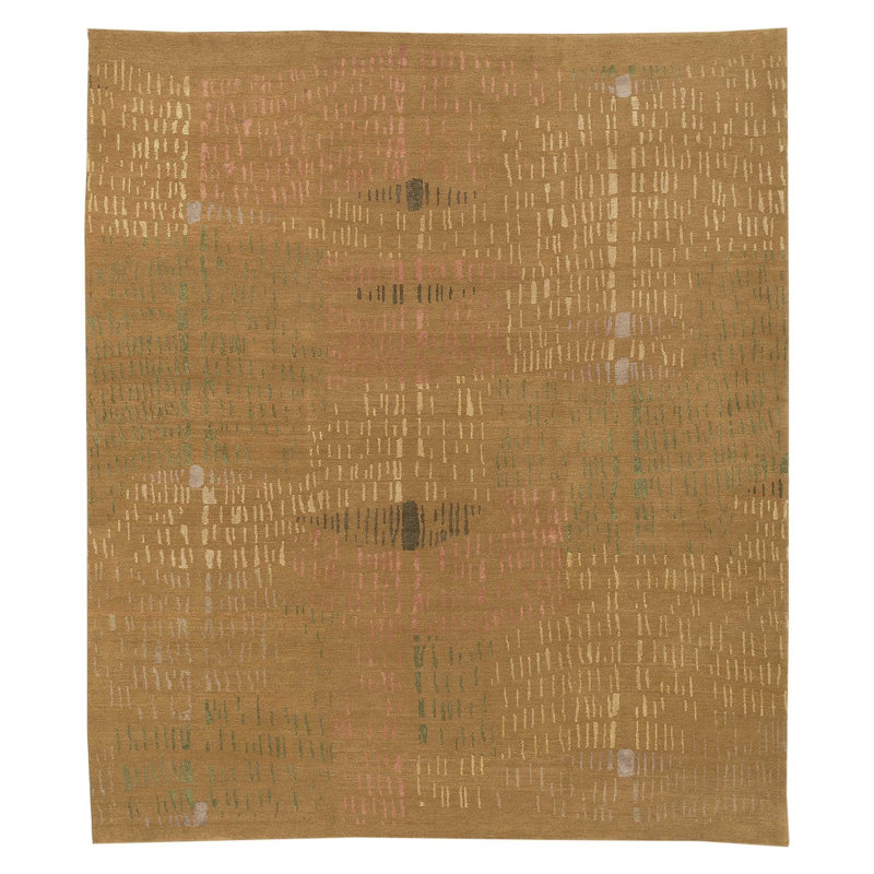 Prati Abstract Area Rug in Brown/Gold, Rectangle 6' x 9'